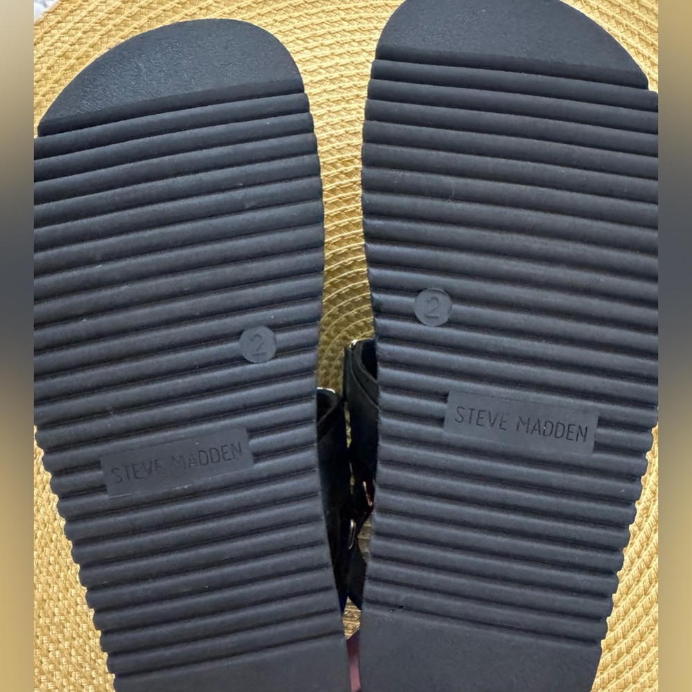 Steve Madden Kids Mona Sandals, Black, Velcro Straps, Little Girl Size 2 - Picture 5 of 7